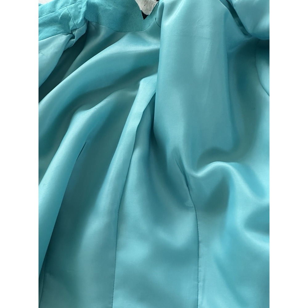 David N Petites Aqua Blue Linen Jacket Zip Up Lightweight Size (14) (See below) - Picture 11 of 16